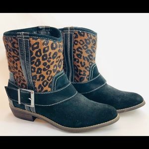 KELSI DAGGER NBW Leather Faux Leopard Womens Boot!